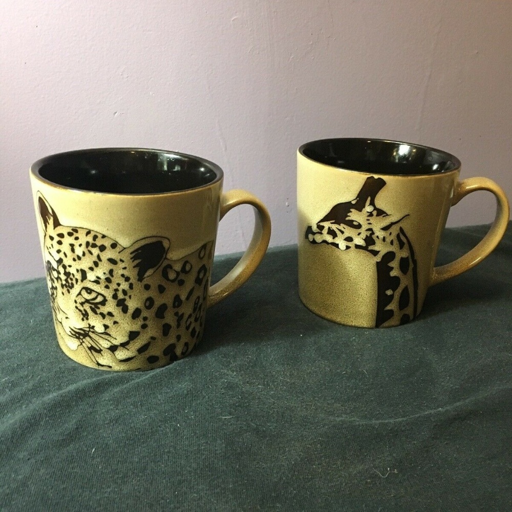 Wildlife Jaguar And Giraffe 2 Oversize Coffee Mugs